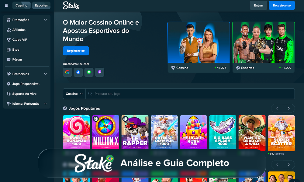 Interface oficial da plataforma Cassino Stake